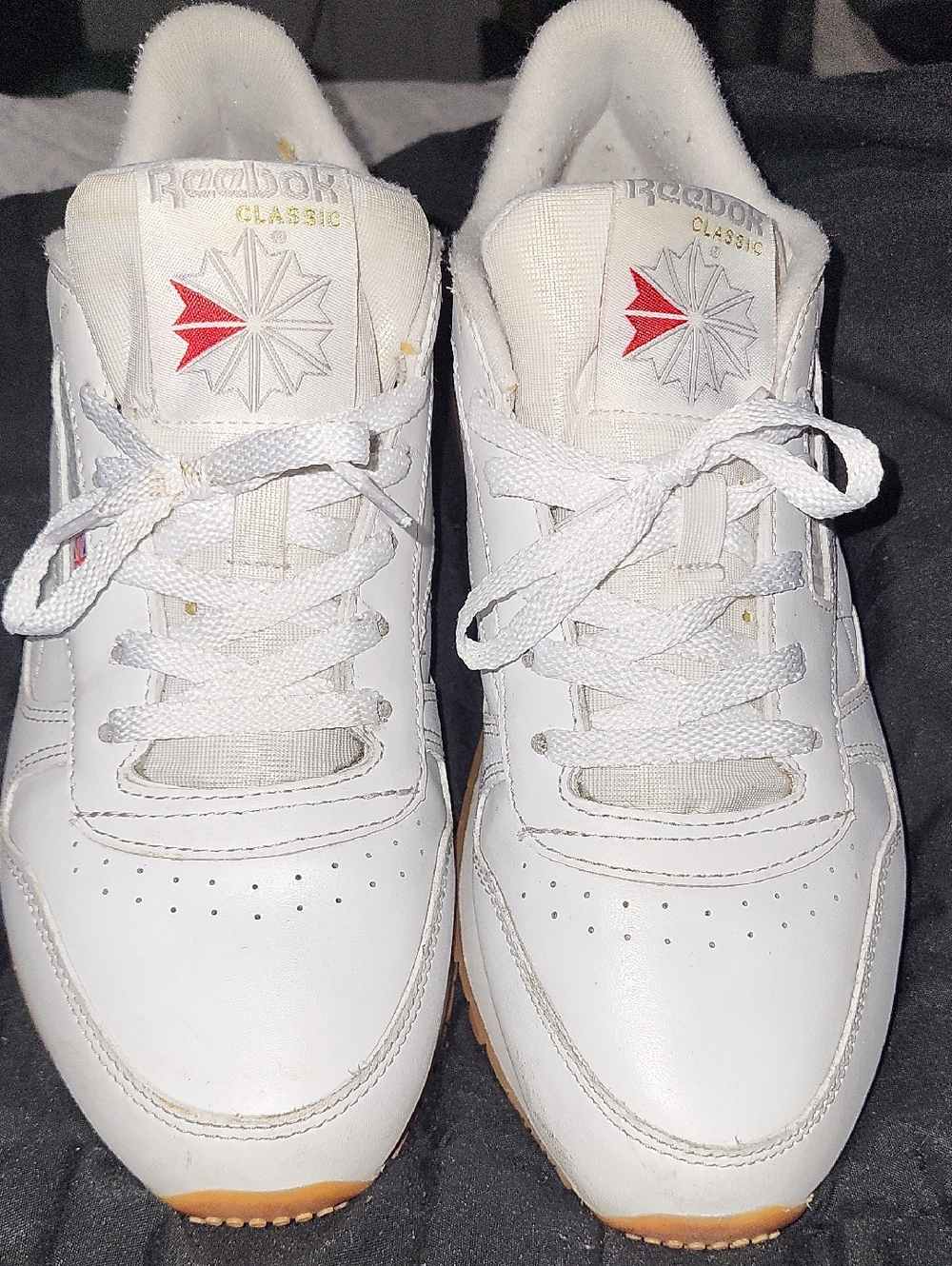 Reebok White Leather Sneakers with Red Logo Accent